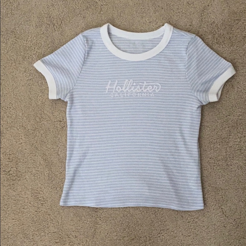 Ribbed blue and white striped hollister t-shirt!